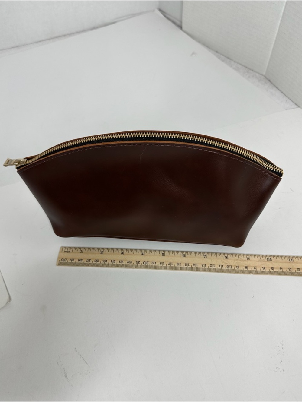 NEW Portland Leather Goods Total Eclipse Makeup Bag in Mystery Brown Color - Picture 2 of 9